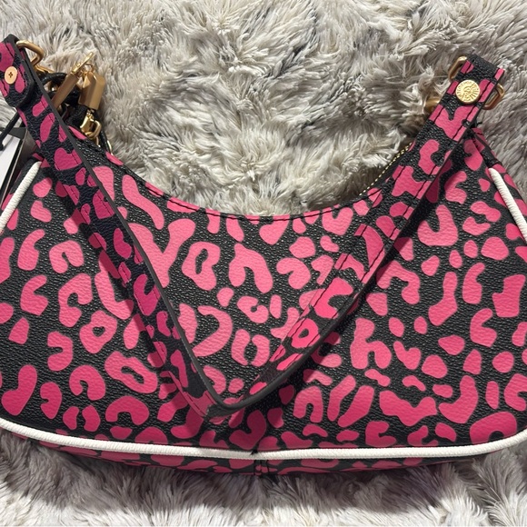 Von Dutch Black and Pink Leopard Shoulder Bag - Picture 2 of 5